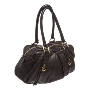 Burberry Black Grained Leather Shoulder Bag